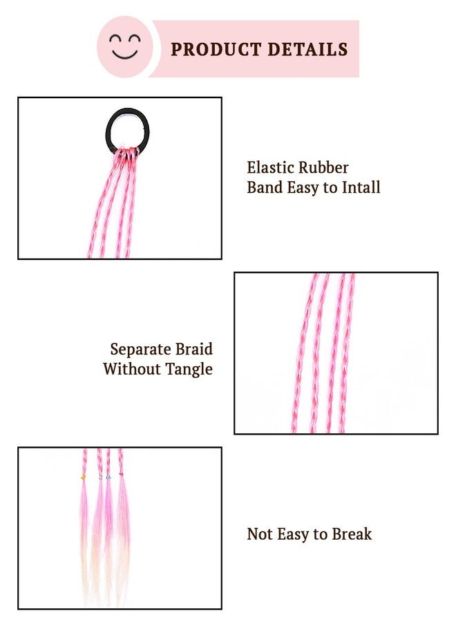 SYGA Cute Girl Colorful Wig Hair Rope Princess Twisted Braid Elastic Hairband Ponytail Headdress Fashionable Children's Hair Accessories(Gradient Pink Gold) - Image 2