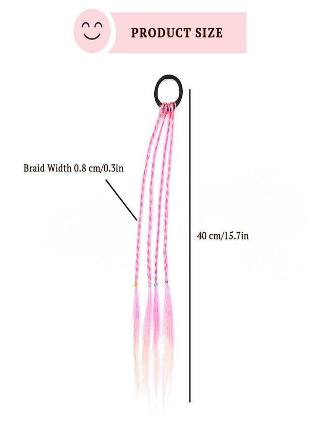SYGA Cute Girl Colorful Wig Hair Rope Princess Twisted Braid Elastic Hairband Ponytail Headdress Fashionable Children's Hair Accessories(Gradient Pink Gold) - Image 3
