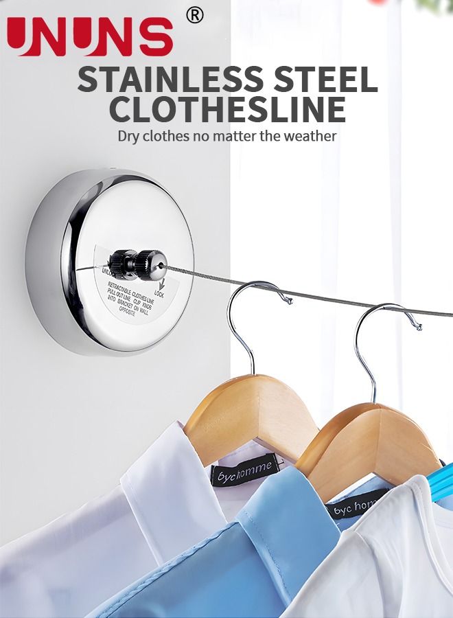 UNUNS Retractable Clothesline,304 Stainless Steel Clothing Line Dryer with Adjustable Rope String,9.2 Feets Clothes Line For Hanging Drying Indoor Room Bathroom Laundry Outdoor - Image 2