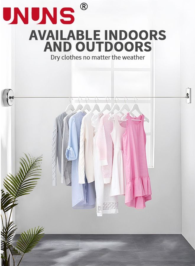 UNUNS Retractable Clothesline,304 Stainless Steel Clothing Line Dryer with Adjustable Rope String,9.2 Feets Clothes Line For Hanging Drying Indoor Room Bathroom Laundry Outdoor - Image 4