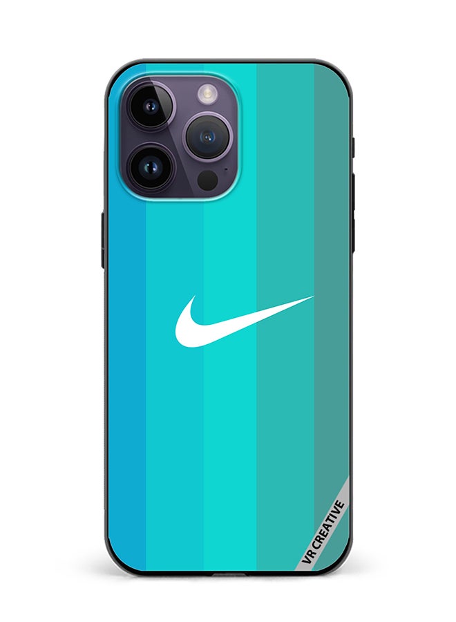 VR CREATIVE Protective Case Cover For Apple iPhone 16 Pro Max Nike Logo Turquois Design Multicolour