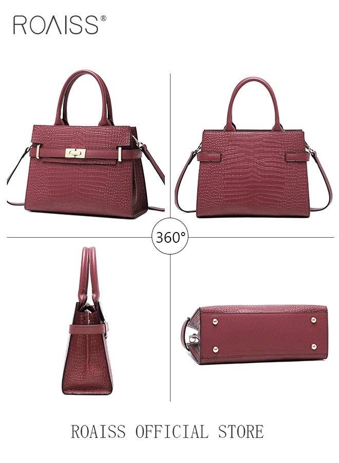 حقائب يد فاخرة ذات نسيج راقٍ للنساء، سعة كبيرة وأنيقة، حقائب كتف عصرية مع حقيبة هدية، مناسبة كهدية للأم والزوجة والعروسة، تصلح لعيد الميلاد والزفاف ورمضان