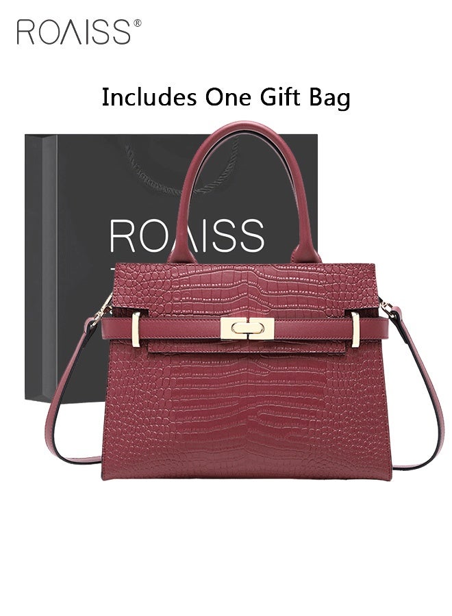 حقائب يد فاخرة ذات نسيج راقٍ للنساء، سعة كبيرة وأنيقة، حقائب كتف عصرية مع حقيبة هدية، مناسبة كهدية للأم والزوجة والعروسة، تصلح لعيد الميلاد والزفاف ورمضان