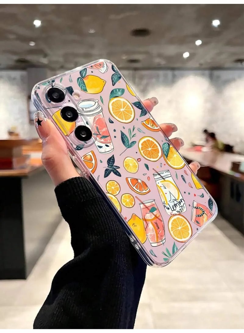 شي إن غطاء هاتف شفاف وخفيف الوزن بتصميم برتقال وليمون ، مقاوم للماء والصدمات ومقاوم للخدش متوافق مع سامسونج A35 5G - Image 2