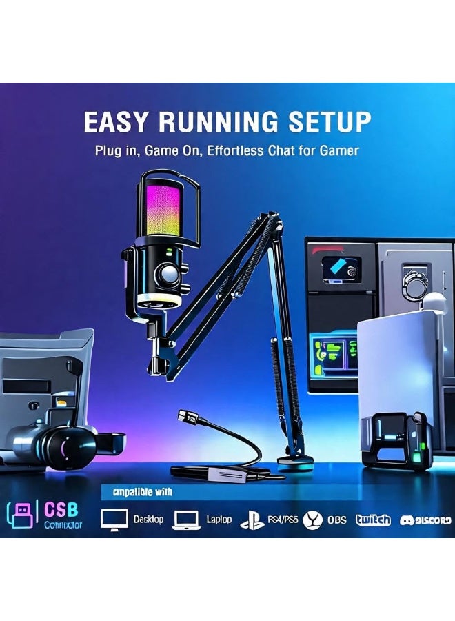 مجموعة ميكروفون مكثف USB طراز SU9، 192 كيلوهرتز/24 بت، مع ذراع بوم وفلتر بوب - Image 5