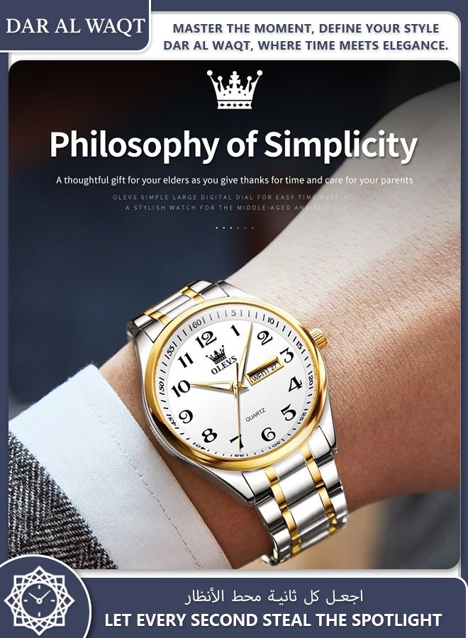 أوليفز ساعة OLEVS عصرية رجالية كوارتز بسوار معدني بلونين مثالية للأعمال واليومي - Image 2