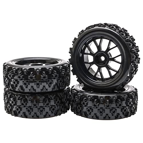 JIUWU 4 Pcs Black 1:10 Scale RC Tires Wheel Rims Crossing Rubber On Road Parts - Image 1