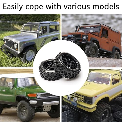 JIUWU 4 Pcs Black 1:10 Scale RC Tires Wheel Rims Crossing Rubber On Road Parts - Image 5