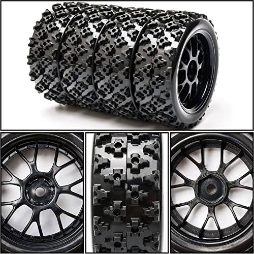 JIUWU 4 Pcs Black 1:10 Scale RC Tires Wheel Rims Crossing Rubber On Road Parts - Image 4