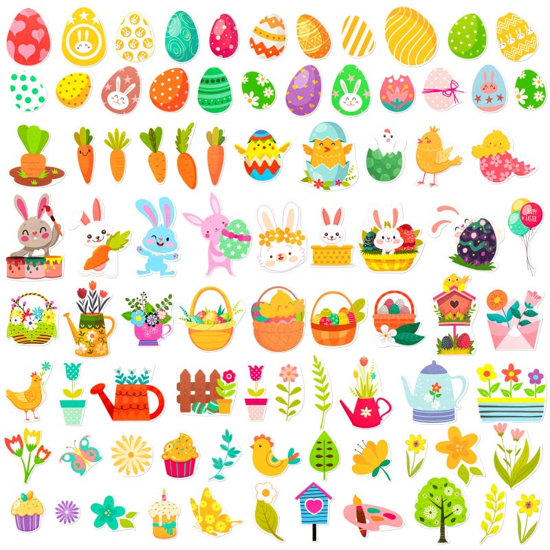 Happy Easter Stickers for Kids 222Pcs Cute Easter Egg Bunny Carrot Stickers for Scrapbooking DIY Phone Diary Easter Gift Party Supplies Classroom Reward