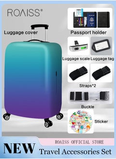 roaiss 8 Piece Travel Accessories Set Includes Luggage Cover, Luggage Tag, 2 Straps, 1 Buckle, 1 Card Holder, Stickers, and 1 Scale, Perfect for Travel and Going out Unisex  - Image 1