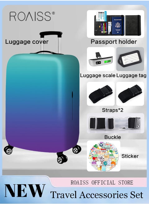 8 Piece Travel Accessories Set Includes Luggage Cover, Luggage Tag, 2 Straps, 1 Buckle, 1 Card Holder, Stickers, and 1 Scale, Perfect for Travel and Going out Unisex