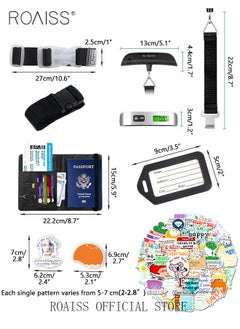 roaiss 8 Piece Travel Accessories Set Includes Luggage Cover, Luggage Tag, 2 Straps, 1 Buckle, 1 Card Holder, Stickers, and 1 Scale, Perfect for Travel and Going out Unisex  - Image 3