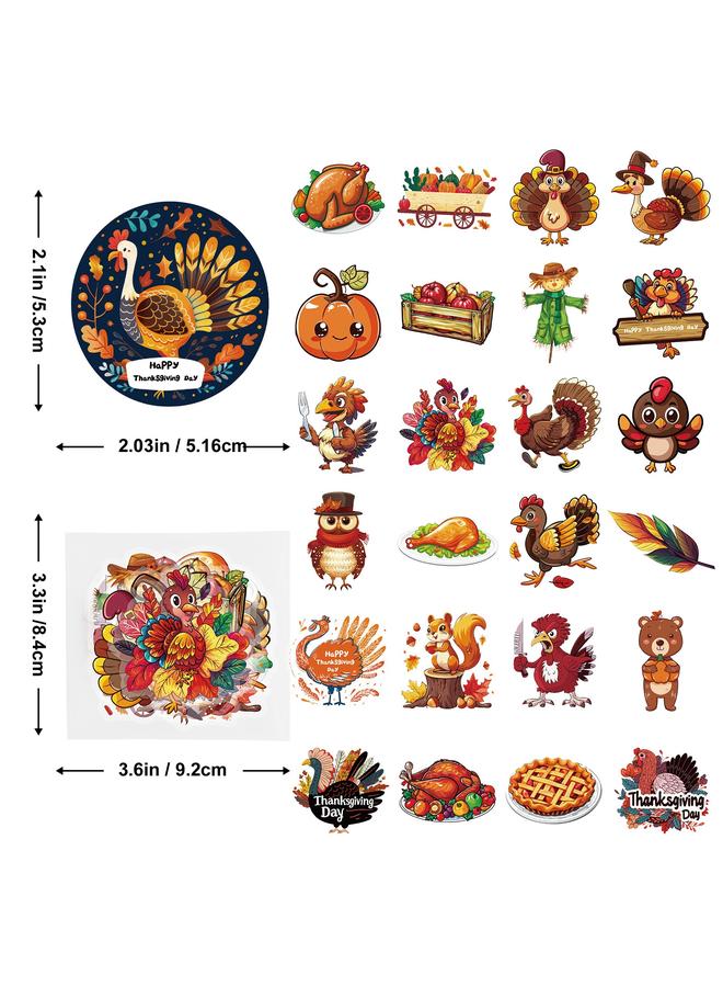 Bluejw Thanksgiving Day 50 PET Material Turkey Southern Maple Leaf Harvest Season Thanksgiving Stickers Holiday Party Decoration Stickers - Image 5