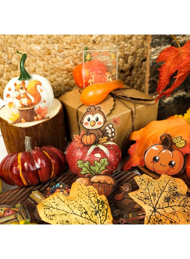 Bluejw Thanksgiving Day 50 PET Material Turkey Southern Maple Leaf Harvest Season Thanksgiving Stickers Holiday Party Decoration Stickers - Image 2