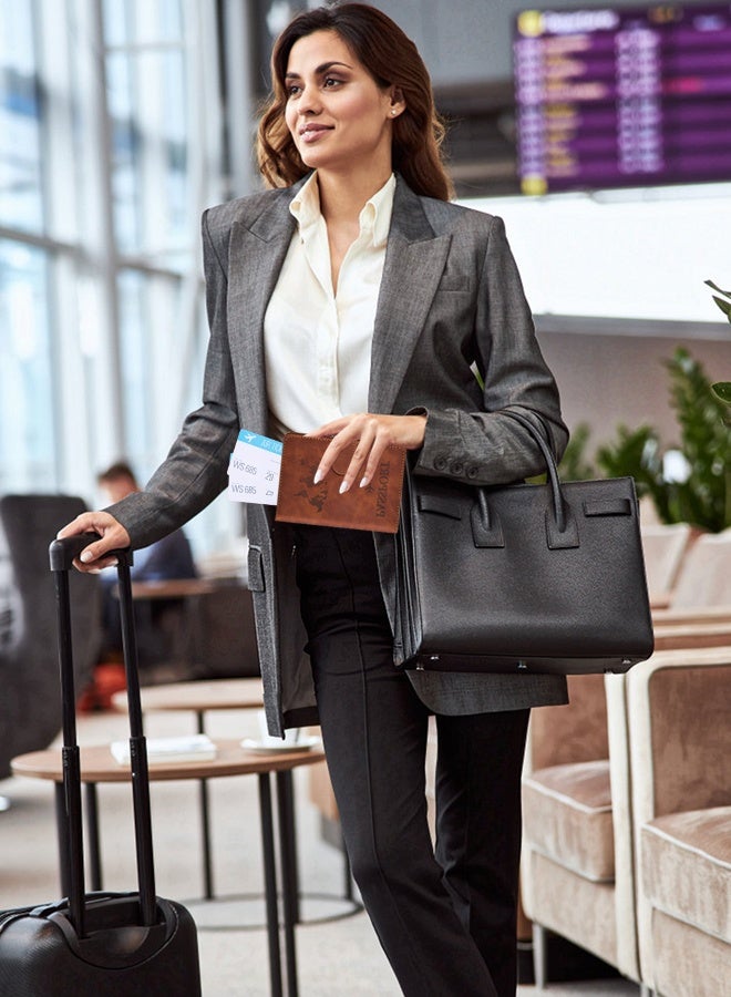 بيت مارت غطاء حقيبة جواز السفر المانع لـ RFID من هوم-مارت، مع فتحات للإكسسوارات الضرورية أثناء السفر، وحامل جواز سفر للهوية والبطاقات الائتمانية والبطاقات التجارية وتأشيرات الصعود، أخضر - Image 5