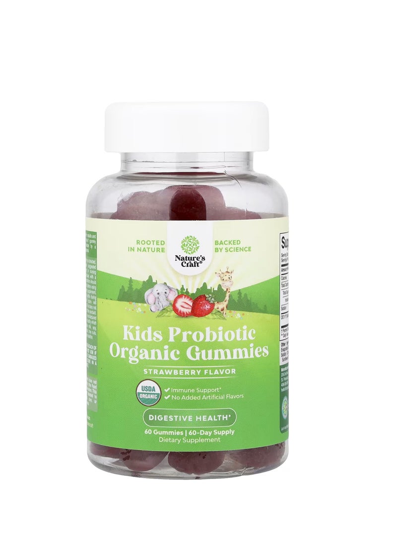 Nature's Craft Kids Probiotic Organic Gummies, Strawberry, 60 Gummies