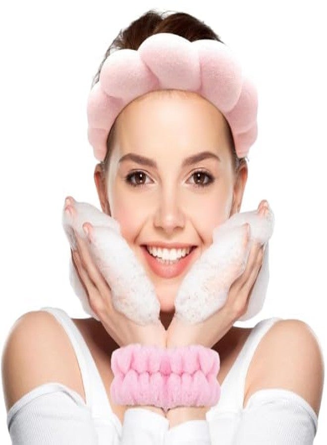 Pamidhar Facial Spa Headband for Women Girls, Soft Sponge Headband for Face Washing, Shower, Makeup Headband Fashion Clouds Hairband Non Slip Hair Hoop Headwear (Pink) (Pink) - Image 1