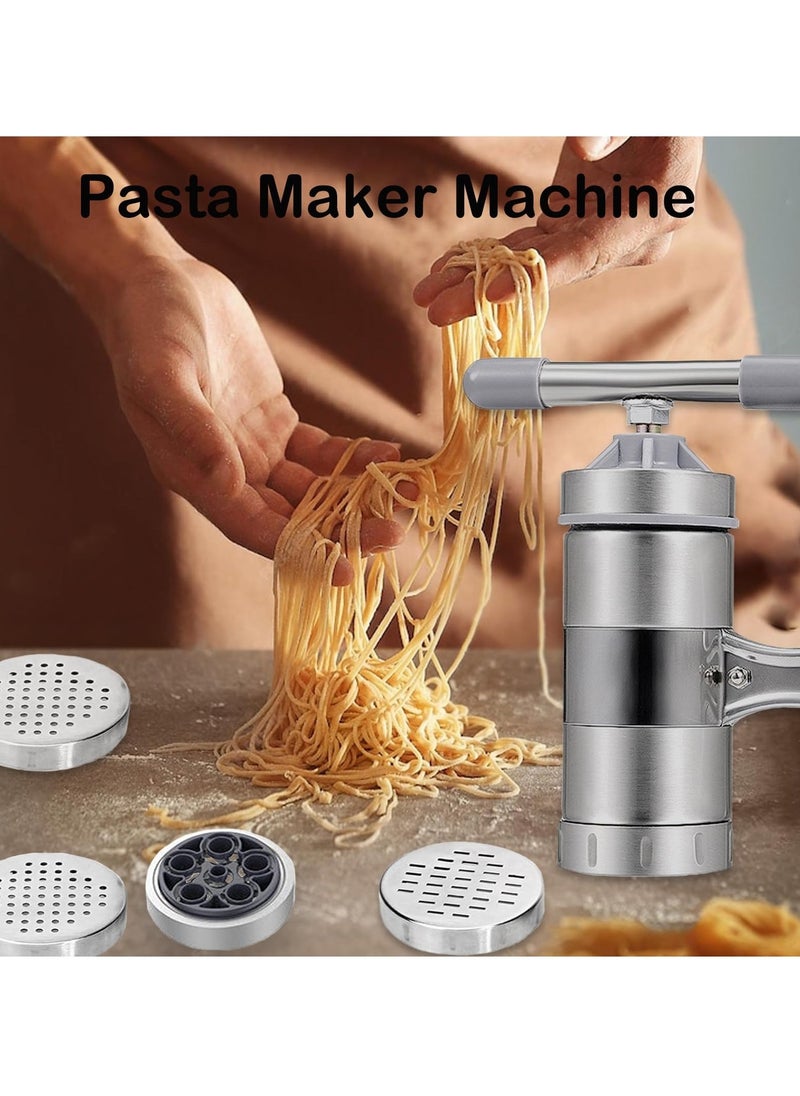 Pasta Maker Noodle Maker with 6 Mould Manual Pasta Machine Stainless Steel Ramen Noodle Press Spaghetti Maker Portable Pasta Machine Tools Suitable for Travel Picnic Camping Home - Image 4