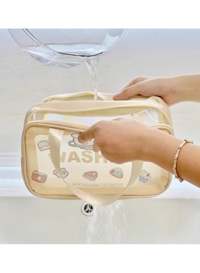 Cosmetic Bag,Portable Cosmetic Bag,Dry-Wet Separation Partition Toiletry Bag,Pvc Double-Layer Cosmetic Storage Bag For Travel,Large-Capacity Waterproof Cosmetic Storage Bag,Travel Wash Bag(White) - Image 5