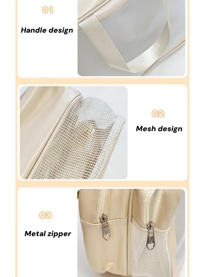 Cosmetic Bag,Portable Cosmetic Bag,Dry-Wet Separation Partition Toiletry Bag,Pvc Double-Layer Cosmetic Storage Bag For Travel,Large-Capacity Waterproof Cosmetic Storage Bag,Travel Wash Bag(White) - Image 3