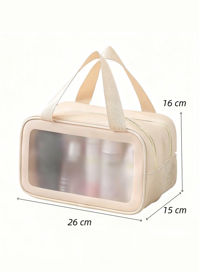 Cosmetic Bag,Portable Cosmetic Bag,Dry-Wet Separation Partition Toiletry Bag,Pvc Double-Layer Cosmetic Storage Bag For Travel,Large-Capacity Waterproof Cosmetic Storage Bag,Travel Wash Bag(White) - Image 2