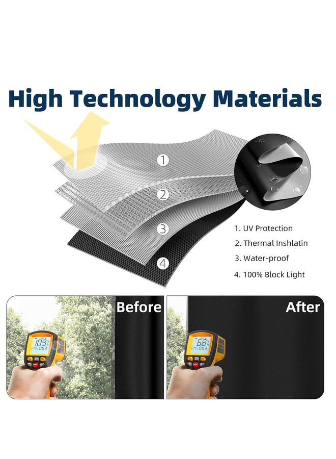 HOMESTAR ستائر تعتيم محمولة، مجموعة 6 قطع، 150x200 سم، ظل مع شرائط فيلكرو وشرائط لاصقة، 100% ستائر نوافذ، تغطية، بدون حفر، سهلة القطع، مناسبة لغرفة النوم، غرفة الأطفال، التلفاز (أسود) - Image 3