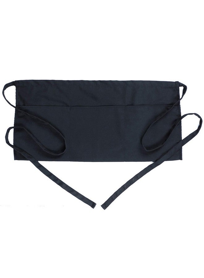 BOHARERS Waist Apron with 3 Pockets - Black Waitress Waiter Server Short Aprons - Image 1