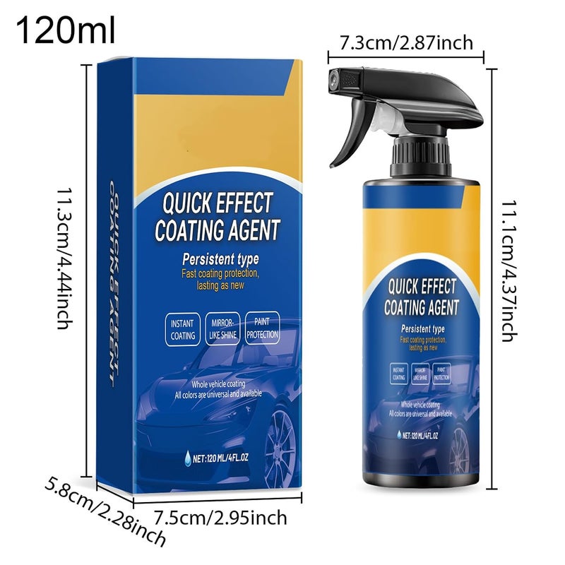 Car Coating Spray, 120ml Car Scratch Repairing Agent, Quick Effective Coating S-Pray,C-ar Scratch Wax Polish Spray Waterless Wash, Oil Film Emulsion Glass Cleaner - Image 2