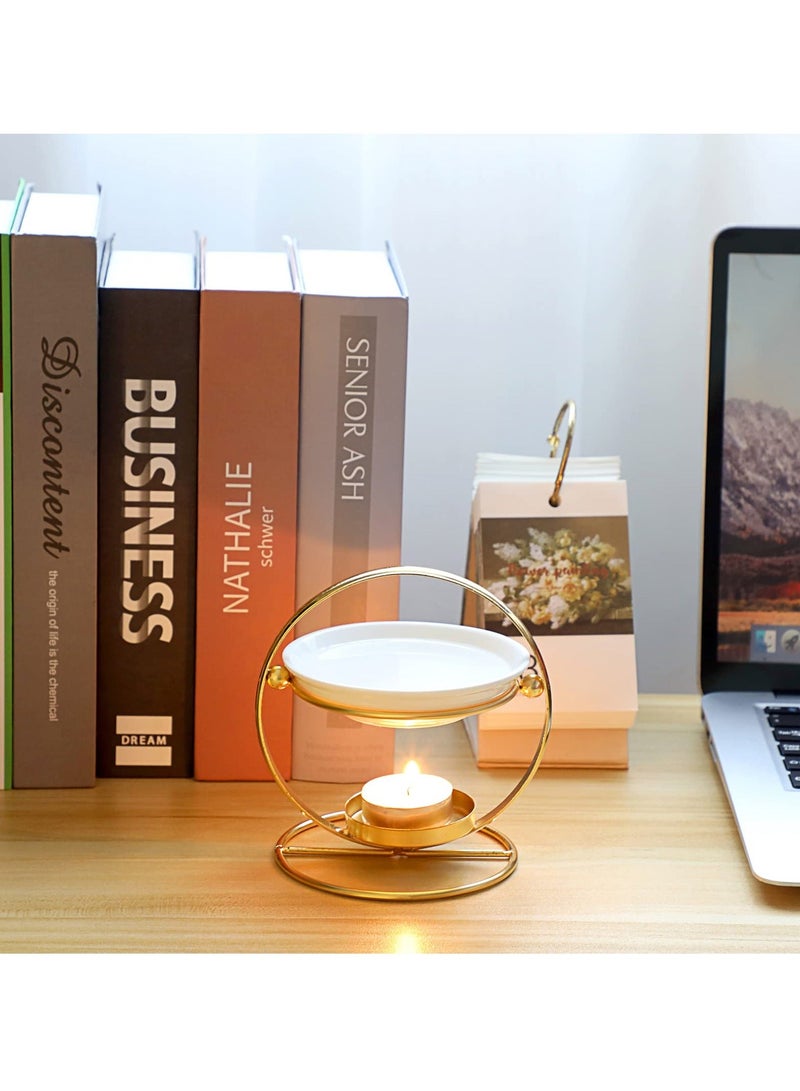 Ceramic Tealight Wax Melt Warmer, Delicate Romantic Essential Oil Burner, Non-Electric Essential Oil Warmer Candle Fragrance Warmer, Aromatherapy Candle Burner Diffuser for Home Decoration - Image 3