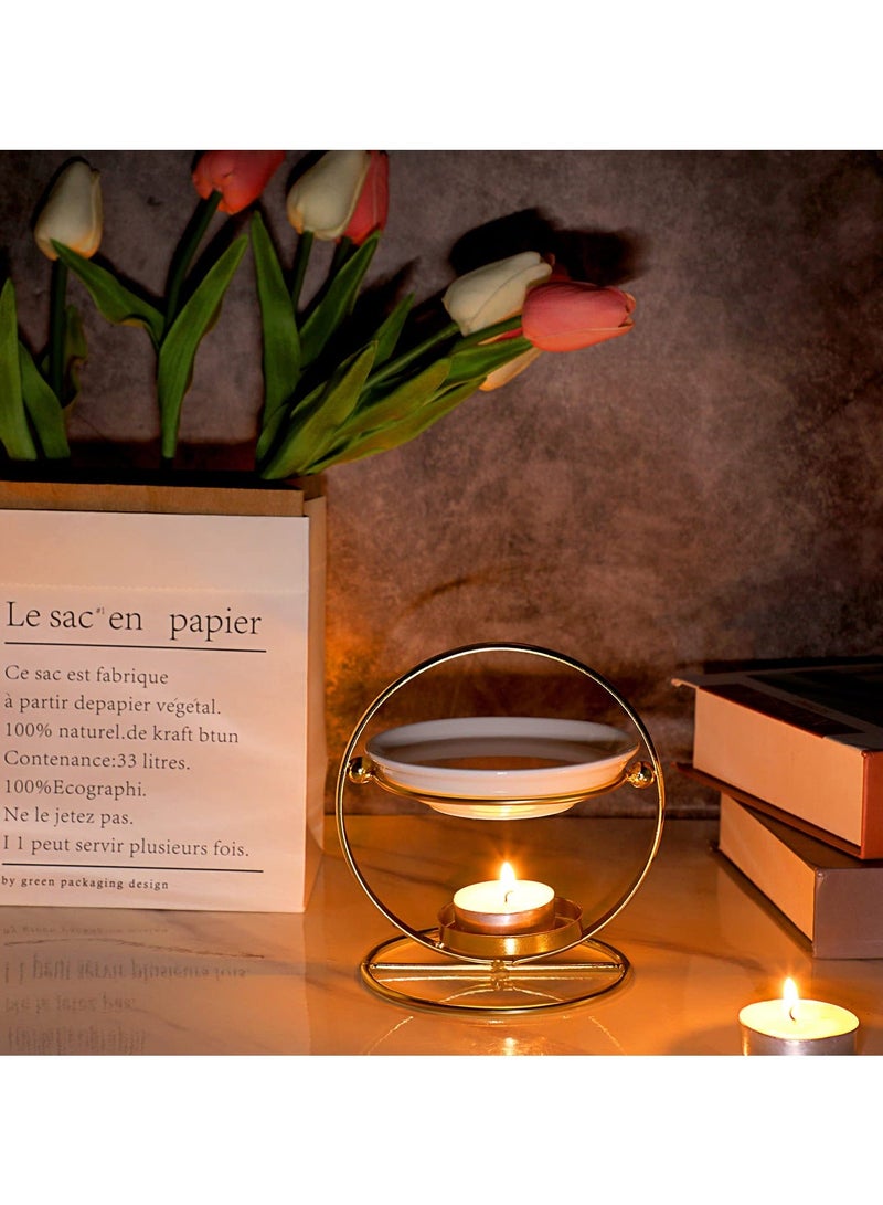 Ceramic Tealight Wax Melt Warmer, Delicate Romantic Essential Oil Burner, Non-Electric Essential Oil Warmer Candle Fragrance Warmer, Aromatherapy Candle Burner Diffuser for Home Decoration - Image 4
