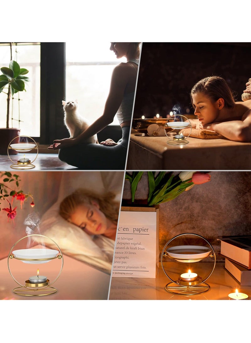 Ceramic Tealight Wax Melt Warmer, Delicate Romantic Essential Oil Burner, Non-Electric Essential Oil Warmer Candle Fragrance Warmer, Aromatherapy Candle Burner Diffuser for Home Decoration - Image 5