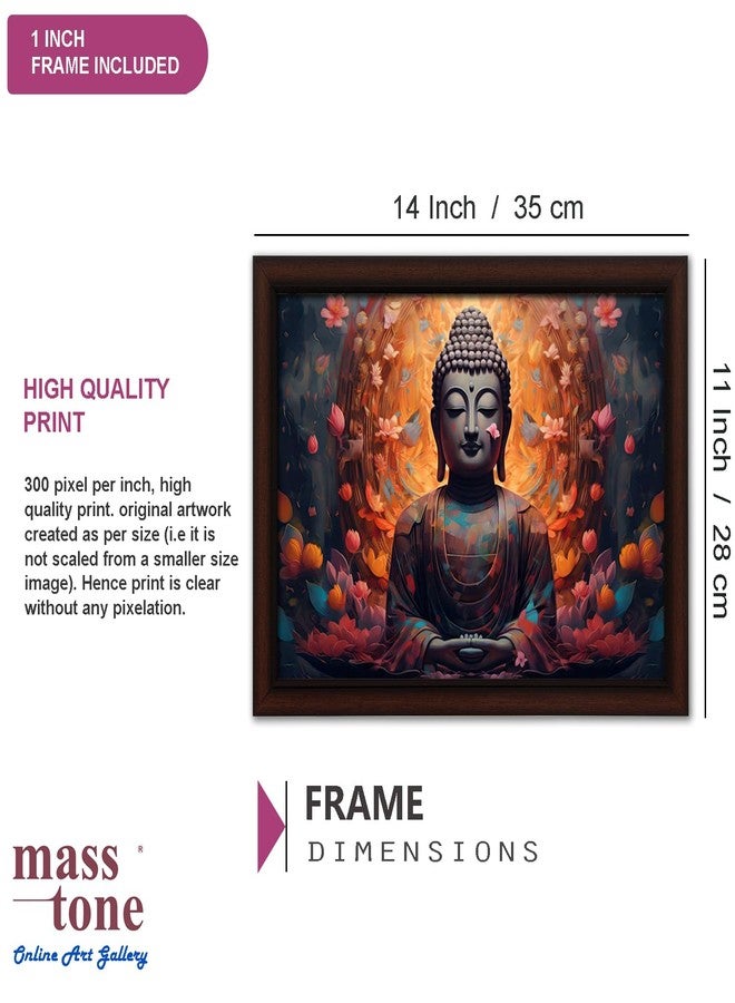 Masstone Decorative Lord Buddha in Meditation Wall Painting with UV Textured Effect Framed HD, 34x27 cm Wall Hanging Photos Home Décor Wall Art For Living Room, Drawing room, Bedroom - Image 2