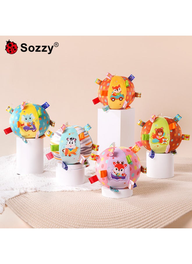 Sozz Newborn Rattle Ball Exercise Baby Grip Rattle Plush Soothing Puzzle Hand Ball Baby Toy-Color:Cute Ribbon Hand Ball-zebra  - Image 4