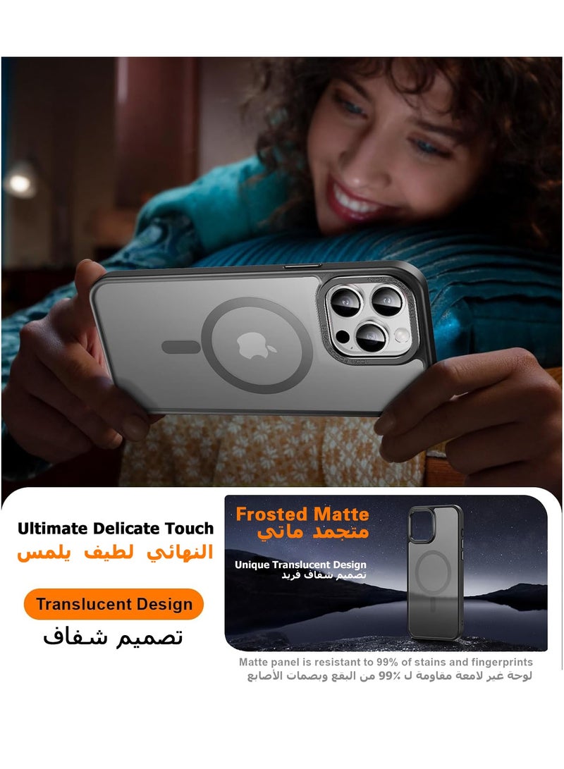Eligo iPhone 12 Pro Max Magnetic MagSafe Case Black Slim Shockproof Phone Cover Translucent Matte Back Protective Case for Everyday Use Outdoor Gift - Image 5