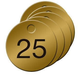 Numbered Solid Brass Valve Tags 125