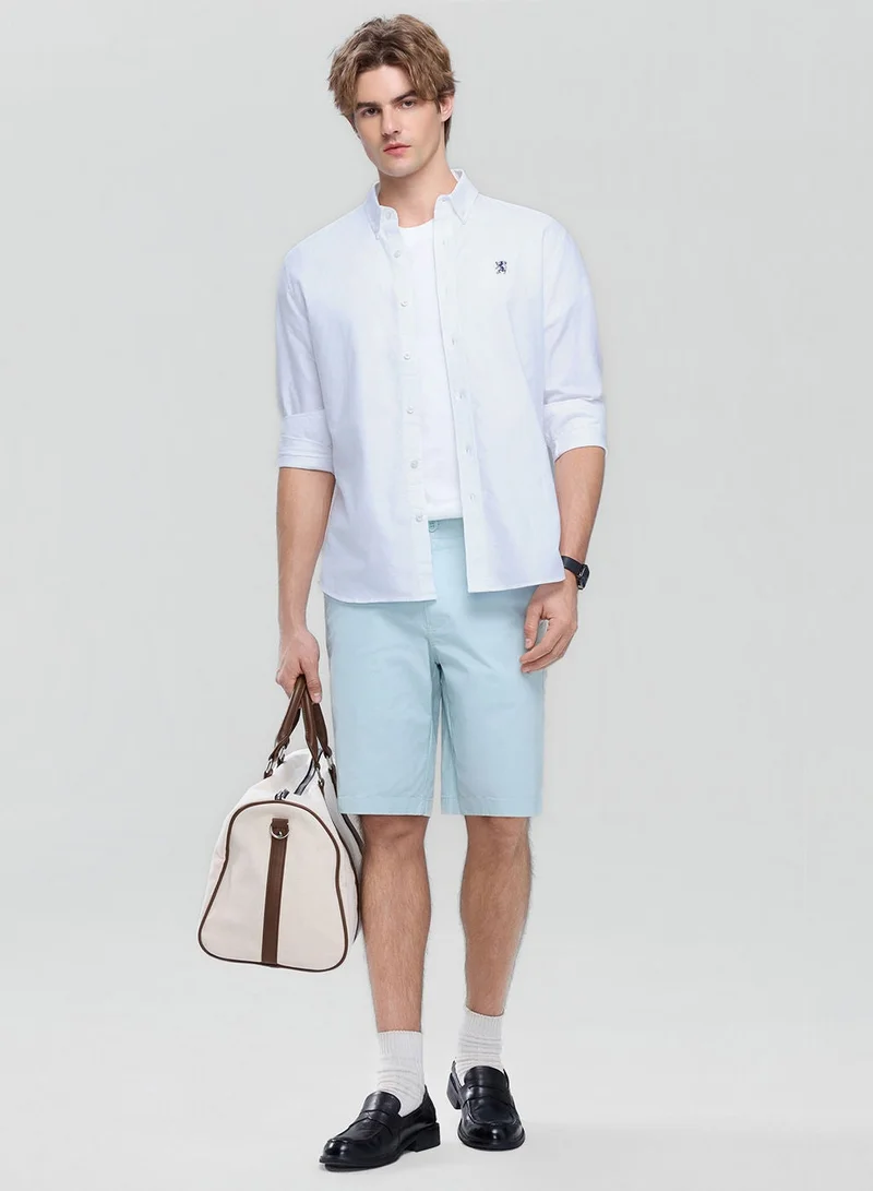 GIORDANO  Men’s Cotton Slim Oxford Shirt with Embroidery for Men | Best Price UAE