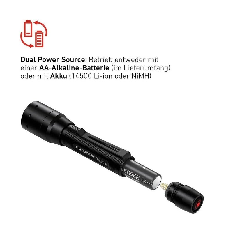 LEDLENSER مصباح يدوي LED من ليدلنسر P5 كور مع إعدادات LED قوة سطوع LED الحد الأقصى 150 لومن الحد الأدنى 15 لومن مدى الإضاءة الحد الأقصى 60 م قابل لإعادة الشحن نعم للاستخدام اليومي - Image 4