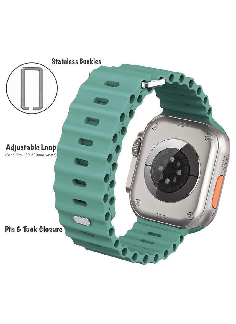 Color Fans - Soft Silicone Ocean Sports Strap Compatible Apple Watch 41mm 40mm 38mm for Men Women, Adjustible Watch Band for Apple Watch SE/Series 9/8/7/6/5/4/3/2/1 - Cactus - Image 1