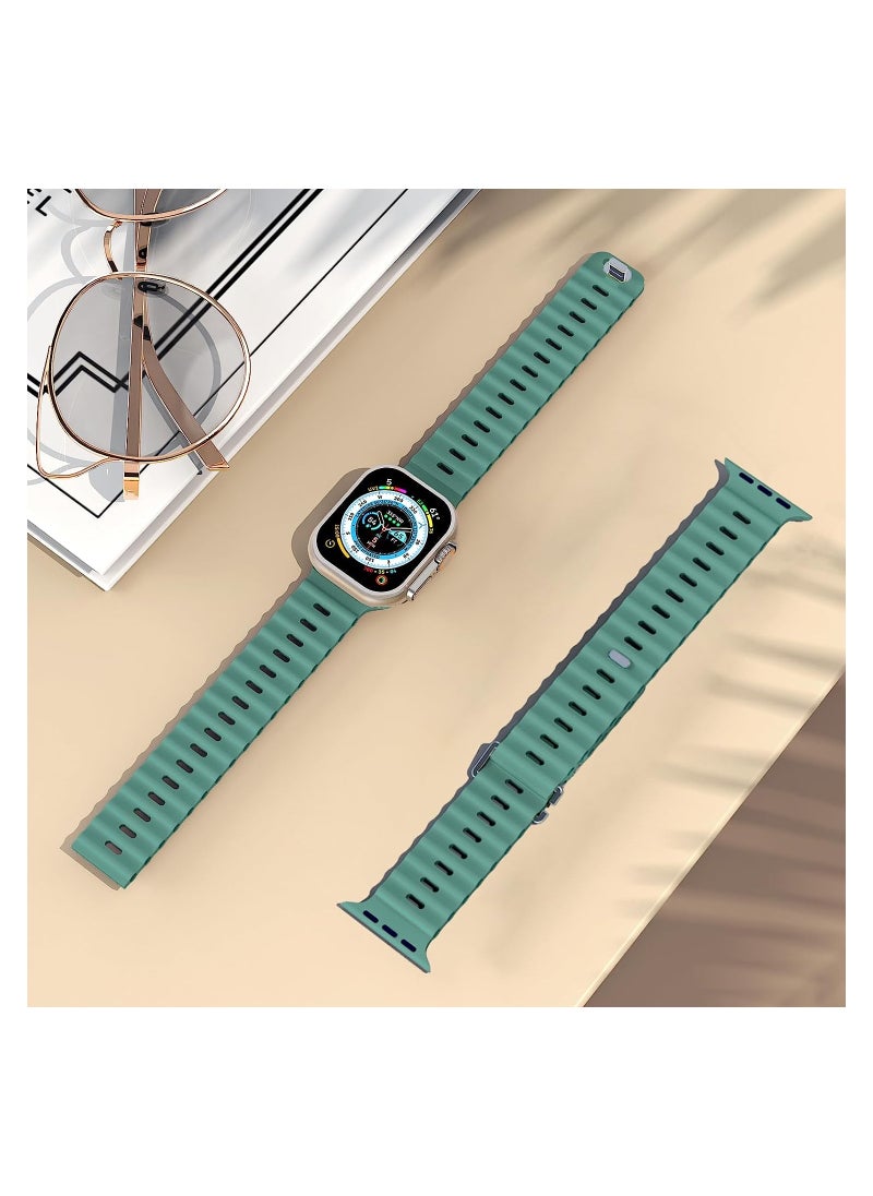 Color Fans - Soft Silicone Ocean Sports Strap Compatible Apple Watch 41mm 40mm 38mm for Men Women, Adjustible Watch Band for Apple Watch SE/Series 9/8/7/6/5/4/3/2/1 - Cactus - Image 1