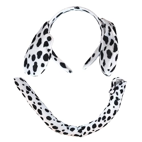 Squirrel Products Dalmatian Dog Headband Ears and Tail Costume Accessory Set Fits Adults and Kids - Image 1