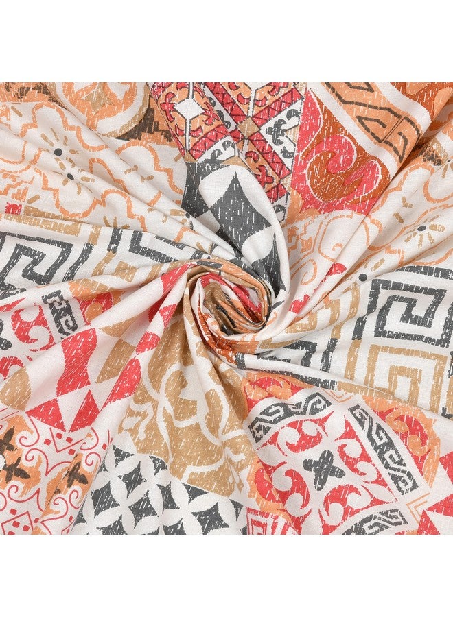 BLOCKS OF INDIA Hand Block Print Cotton King Size Bedsheet (Orange Ikat) - Image 4