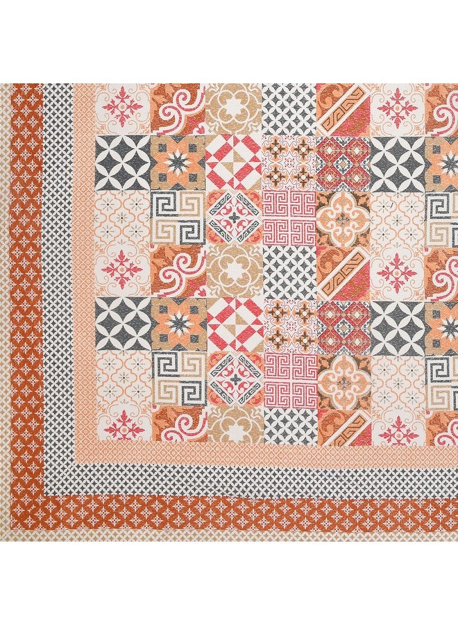 BLOCKS OF INDIA Hand Block Print Cotton King Size Bedsheet (Orange Ikat) - Image 5