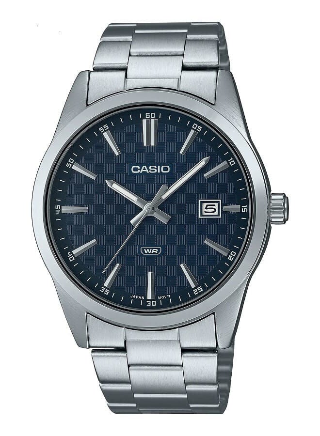 CASIO Men Watch Analog Date Display Blue Dial Stainless Steel Band MTP-VD03D-2AUDF - Image 1