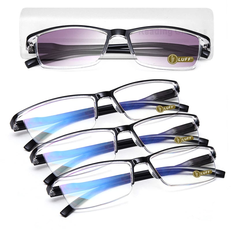 LUFF 4PCS Anti-Blu-Ray Reading Glasses Uv400,Sun Readers With Spring Hinges(1.5X) - Image 1