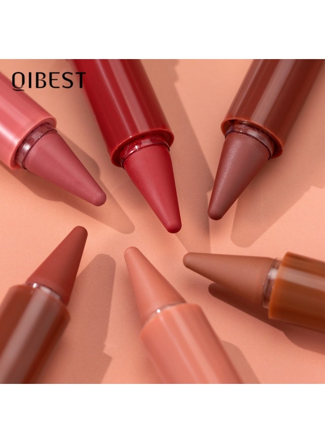 QiBest 6Pcs Mist Lipstick Set Lipstick & Lip Liner Multi Use Long Lasting Waterproof Non Drying Matte Lipsticks Set Orange Tea Brown Pumpkin Curry Jam Cinnamon 6 Colors (1.2gx6) - Image 4