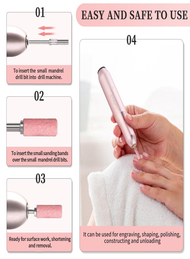 BLESWIN Small Sanding Bands for Nail Drill, 100pcs Mini Bands 150 Fine Grit Nail File Sanding Bands with Upgrade 2pcs 3/32'' Mandrels Bits, for Acrylic Nail Gel Removal, Plastic Polishing Manicure, Pink - Image 4
