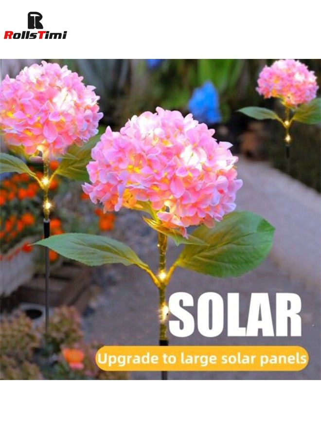RollsTimi  2 Pack Solar Garden Lights Simulated Flower Big Hydrangea Outdoor Waterproof - Image 1
