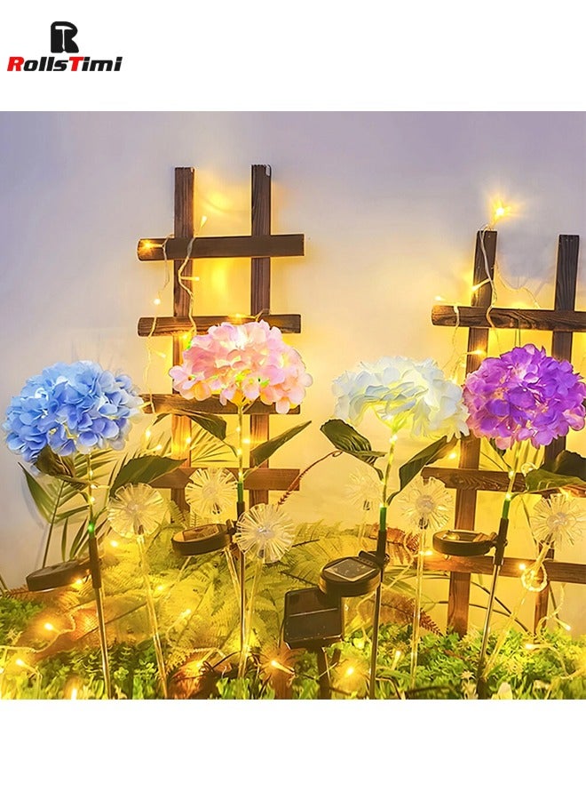 RollsTimi  2 Pack Solar Garden Lights Simulated Flower Big Hydrangea Outdoor Waterproof - Image 2