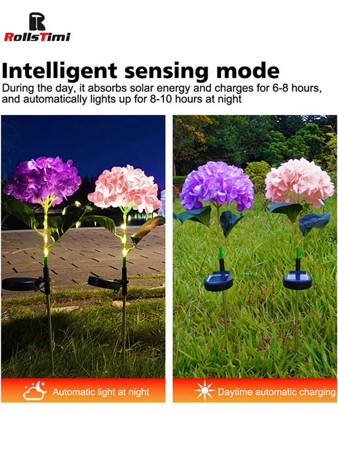RollsTimi  2 Pack Solar Garden Lights Simulated Flower Big Hydrangea Outdoor Waterproof - Image 3